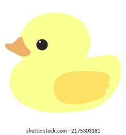 Duck is a children's toy for a boy and a girl. Inflatable rubber duck. Vector illustration.