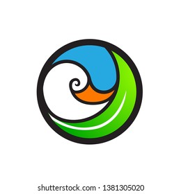 duck, circle, and leaf logo with full color