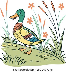 Duck color image vector illustration 