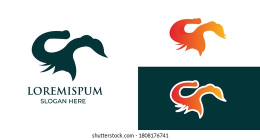 Duck colorful black and white vector logo design on background .swan vector logo design vintage minimal retro line art mono line logo 