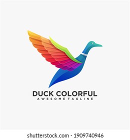 Duckfarbenes Logo-Design, Vektorgrafik in moderner Farbe