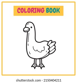 Duck Coloring Book or Outline Vector Design
