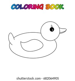 duck - coloring book.  Coloring  page to educate preschool kids .  Game for preschool kids.  Vector cartoon  illustration, worksheet.