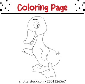 Duck coloring page. Isolated on white background. Line art design. Vector illustration