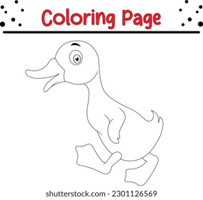 Duck coloring page. Isolated on white background. Line art design. Vector illustration
