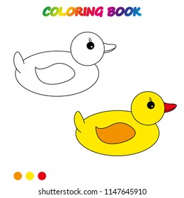 duck - coloring page. Worksheet. Game for kids -  coloring book.  Vector cartoon  illustration.