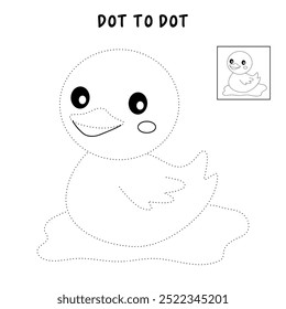 Duck coloring pages for kids. Trace and color duck. A cute duck animals vector. Duck outline. Coloring book for kids. Kindergarten and preschool worksheets printable for kids. Farm animals.