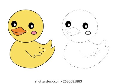 Duck coloring pages for kids. Trace and color duck. Duck outline. Letters D is for Duck. Fun animal worksheets printable for summer activity.