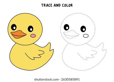 Duck coloring pages for kids. Trace and color duck. Duck outline. Letters D is for Duck. Fun animal worksheets printable for summer activity.