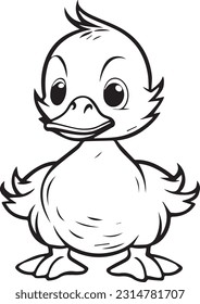Duck, colouring book for kids, vector illustration	