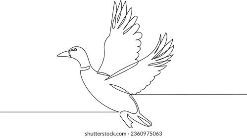 duck continuous line drawing on white background vector