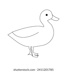 Duck continuous one line drawing  outline vector illustration