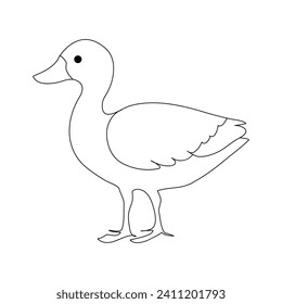 Duck continuous one line drawing  outline vector illustration