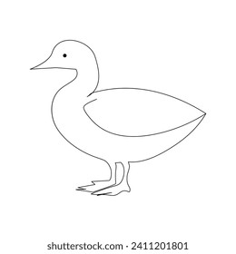 Duck continuous one line drawing  outline vector illustration