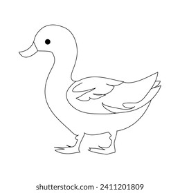 Duck continuous one line drawing  outline vector illustration