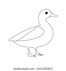 Duck continuous one line drawing  outline vector illustration