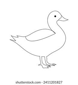 Duck continuous one line drawing  outline vector illustration