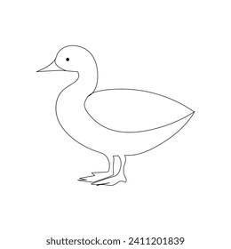 Duck continuous one line drawing  outline vector illustration
