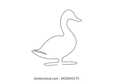 Duck continuous one line drawing of minimal out line art. Animal 
Pets love concept abstract drawing