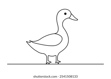 Duck contínuo um desenho de linha com contorno vetor ilustração