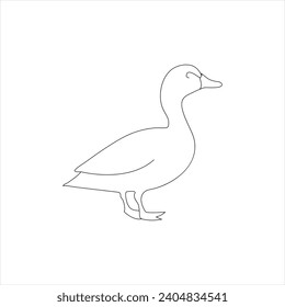 A duck Continuous single line drawing vector illustration. Continuous outline of Animal bird icon
