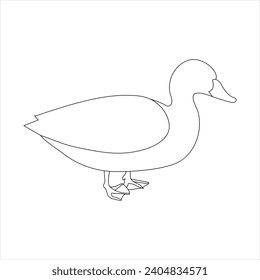 A duck Continuous single line drawing vector illustration. Continuous outline of Animal bird icon
