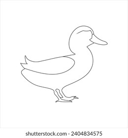 A duck Continuous single line drawing vector illustration. Continuous outline of Animal bird icon
