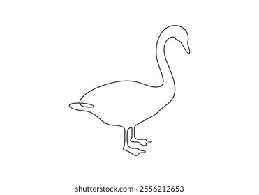Duck continuous single line drawing of vector illustration