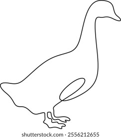 Duck continuous single line drawing of vector illustration