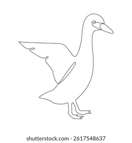 Duck continuous single line minimalist design, the best use for logo banner premium vector