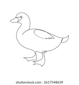 Duck continuous single line minimalist design, the best use for logo banner premium vector