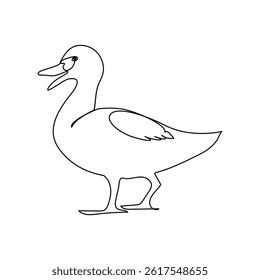 Duck continuous single line minimalist design, the best use for logo banner premium vector