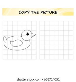 duck - copy the picture, worksheet.  Education game for children.