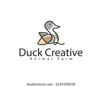 duck creative logo creative design animal line art