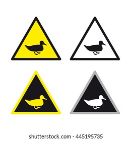 Duck crossing traffic sign vector set