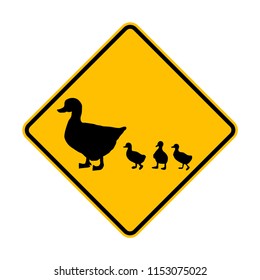 Duck crossing warning sign