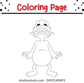 duck crying coloring book page for children