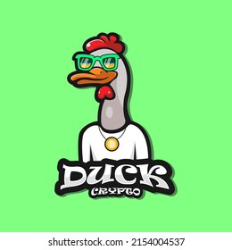 Vector de la ilustración de diseño del logotipo de la mascota de la cripta del pato