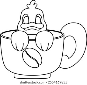 Duck Cup Coffee Animal Vector Graphic Art Illustration