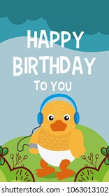 Duck cute animal birthday card
