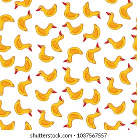 Duck cute children toy colorful seamless vector pattern