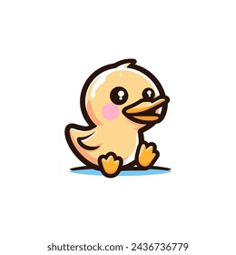 Duck Cute Mascot Logo Illustration Chibi Kawaii is awesome logo, mascot or illustration for your product, company or bussiness