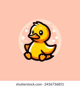 Duck Cute Mascot Logo Illustration Chibi Kawaii is awesome logo, mascot or illustration for your product, company or bussiness