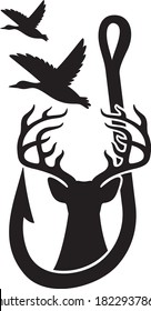 Duck, Deer and Hook (Hunting design, Gone Fishing).