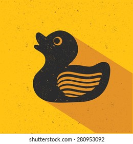 Duck design on yellow background,flat design,clean vector