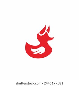 Duck Devil logo. Combining duck symbol and devil symbol. 