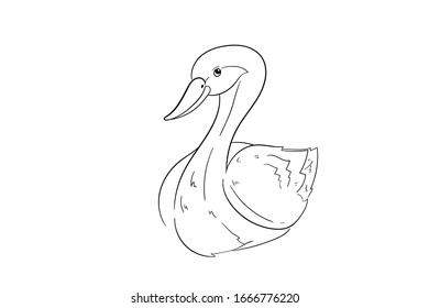 duck doodle icon vector hand drawing 
