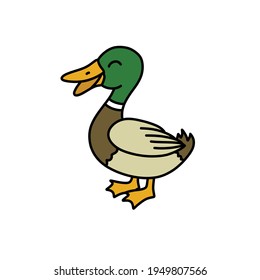 duck doodle icon, vector illustration