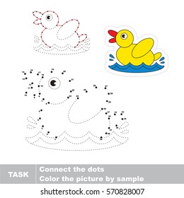 Duck. Dot to dot educational game for kids. Trace by numbers.