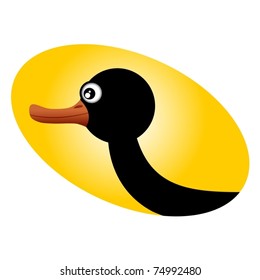 Duck drawing black on yellow oval